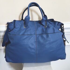 Barr & Barr New York Colbolt Blue Pebbled Leather Satchel/Shoulder/Tote Bag.